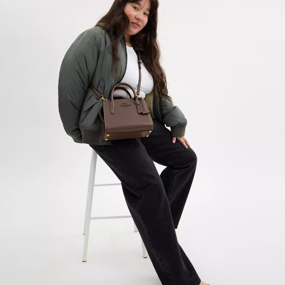 NWT COACH Andrea Carryall Bag - Smooth Leather/Gold/Dark Stone - CP081 $428 - Picture 8 of 11